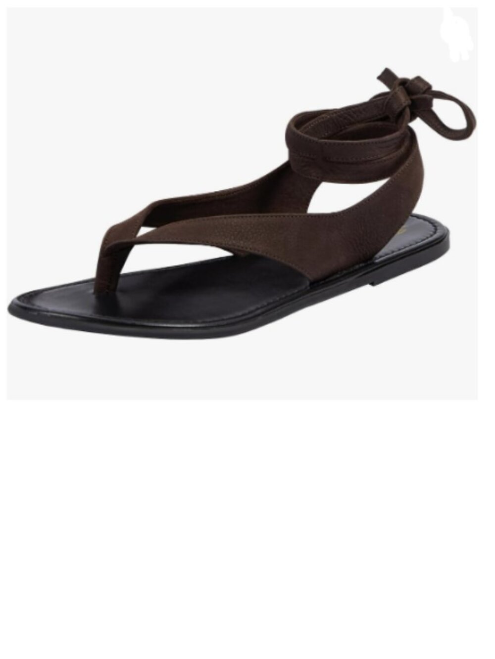 FOWT Dark Brown Split Round Toe Sandals Lace up Strappy Flip Flop Shoes